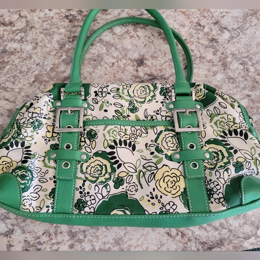 New York and Company Floral Green Handbag EUC